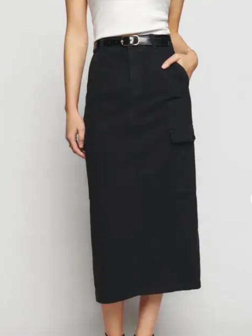 Vintage Gray Wool Cargo Skirt | Mid-Rise | Size S